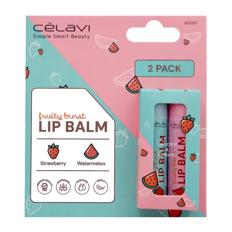 Duo de baumes à lèvres à la fraise et à la pastèque